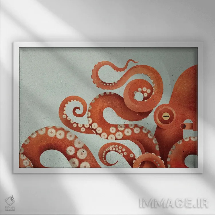 تابلو اختاپوس اثر دیتِر براون - نمای قابدار سفید