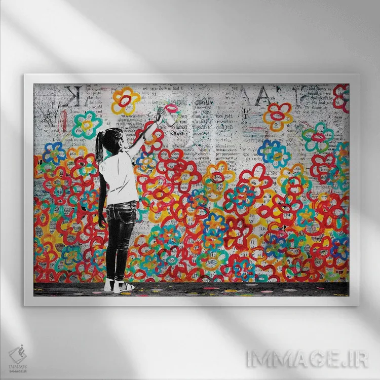 تابلو قدرت گل اثر دیبی واترمن - نمای قابدار سفید