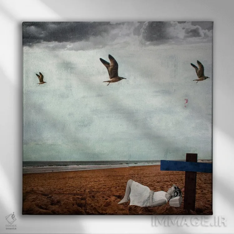 تابلو نسیم تابستانی خاکستری اثر دیبی واترمن - نمای روبهرو روی دیوار