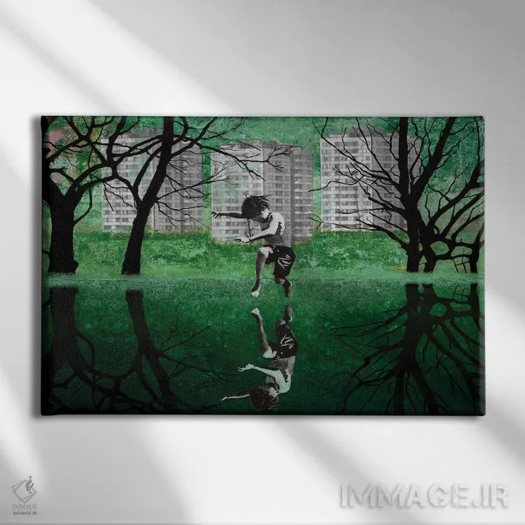تابلو حوضچه سبز اثر دیبی واترمن - نمای روبهرو روی دیوار