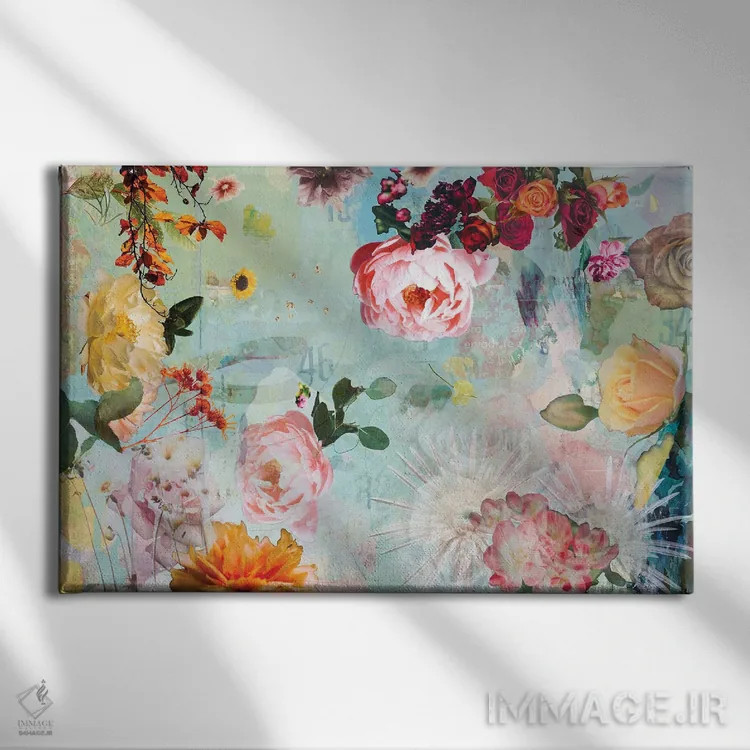 تابلو شکوفهٔ رز اثر دیبی واترمن - نمای روبهرو روی دیوار