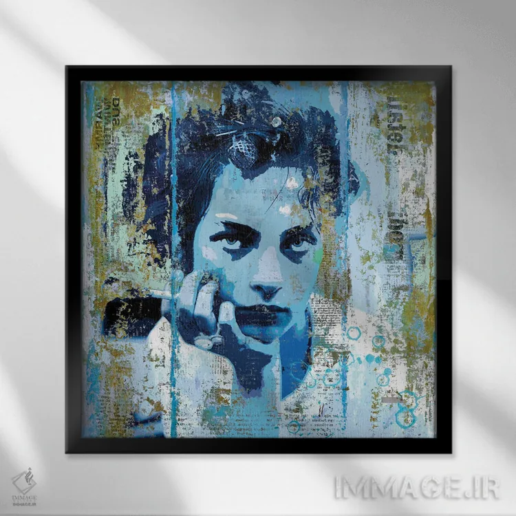 تابلو دوشنبه آبی اثر دیبی واترمن - نمای قابدار مشکی