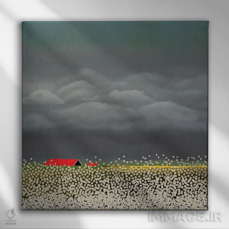 تابلو سقف قرمز اثر دیبی واترمن - نمای روبهرو روی دیوار