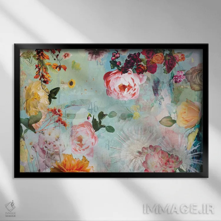 تابلو شکوفهٔ رز اثر دیبی واترمن - نمای قابدار مشکی