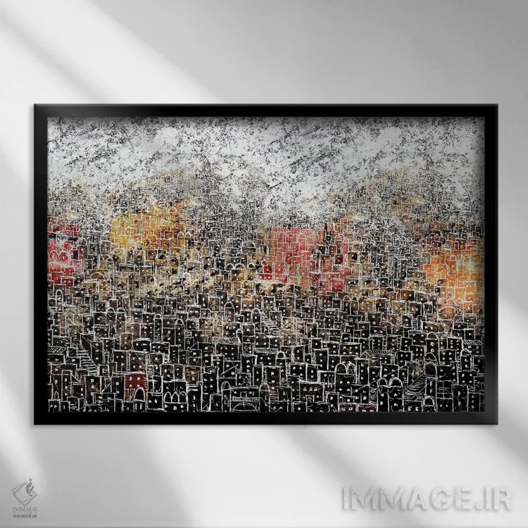 تابلو شهر سفید اثر دیبی واترمن - نمای قابدار مشکی