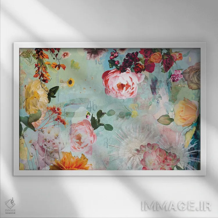 تابلو شکوفهٔ رز اثر دیبی واترمن - نمای قابدار سفید