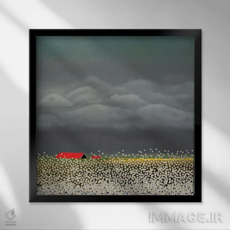 تابلو سقف قرمز اثر دیبی واترمن - نمای قابدار مشکی