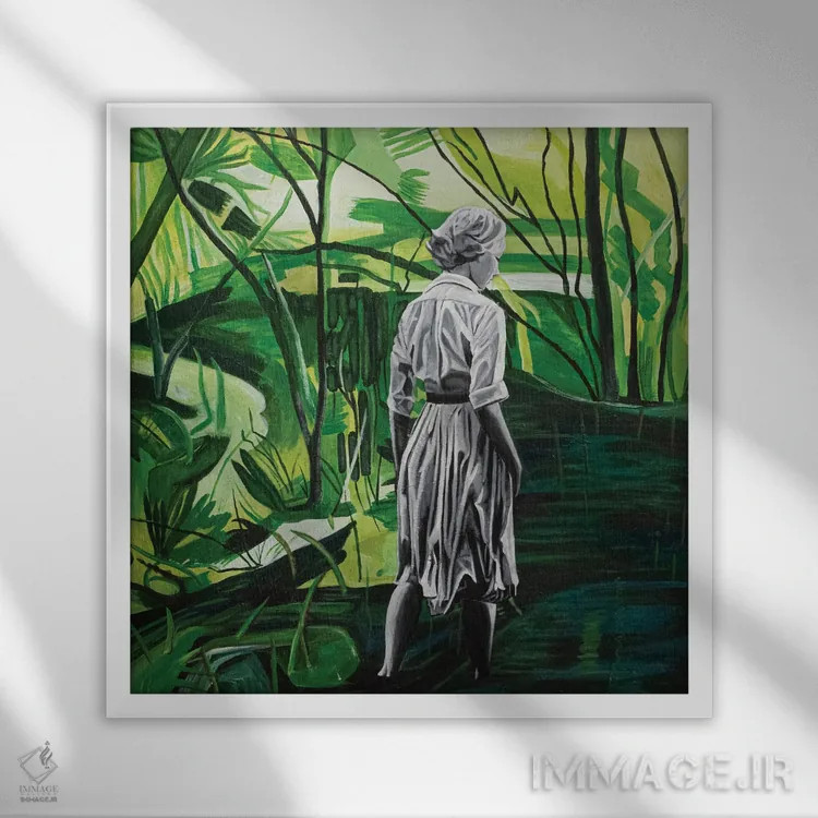 تابلو آبهای ساکت اثر دیبی واترمن - نمای قابدار سفید