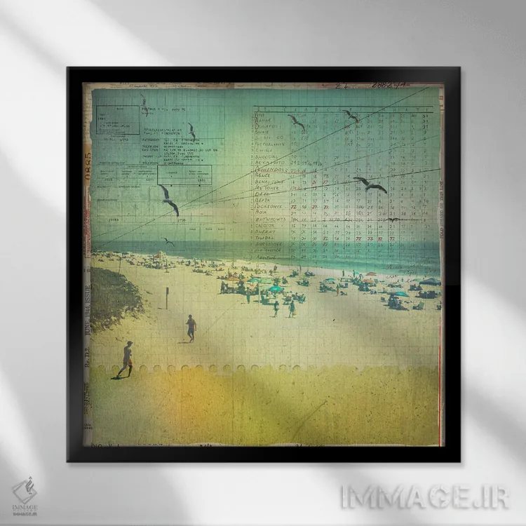 تابلو سواحل نوستالژیک اثر دیبی واترمن - نمای قابدار مشکی