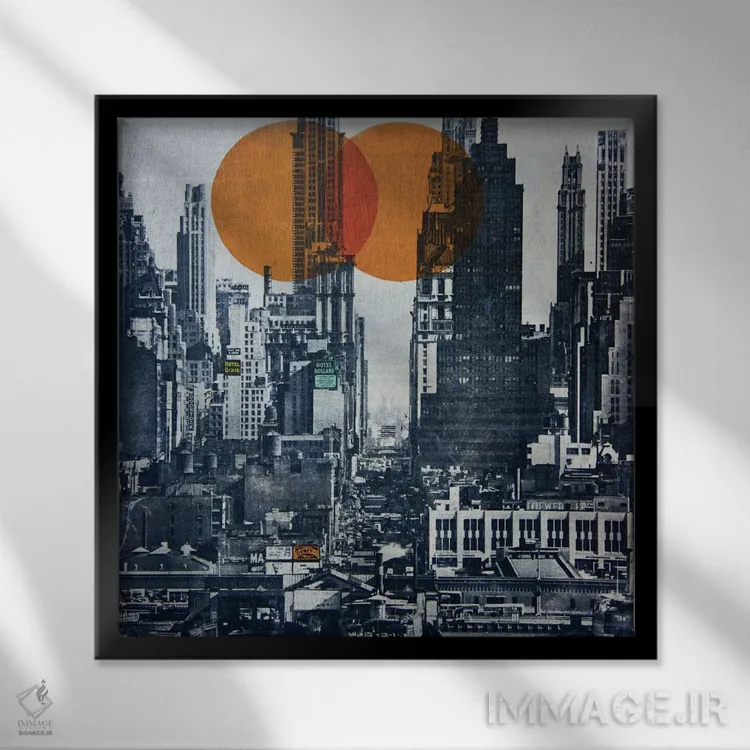 تابلو خط افق نیویورک ۱۹۴۸ اثر دیبی واترمن - نمای قابدار مشکی