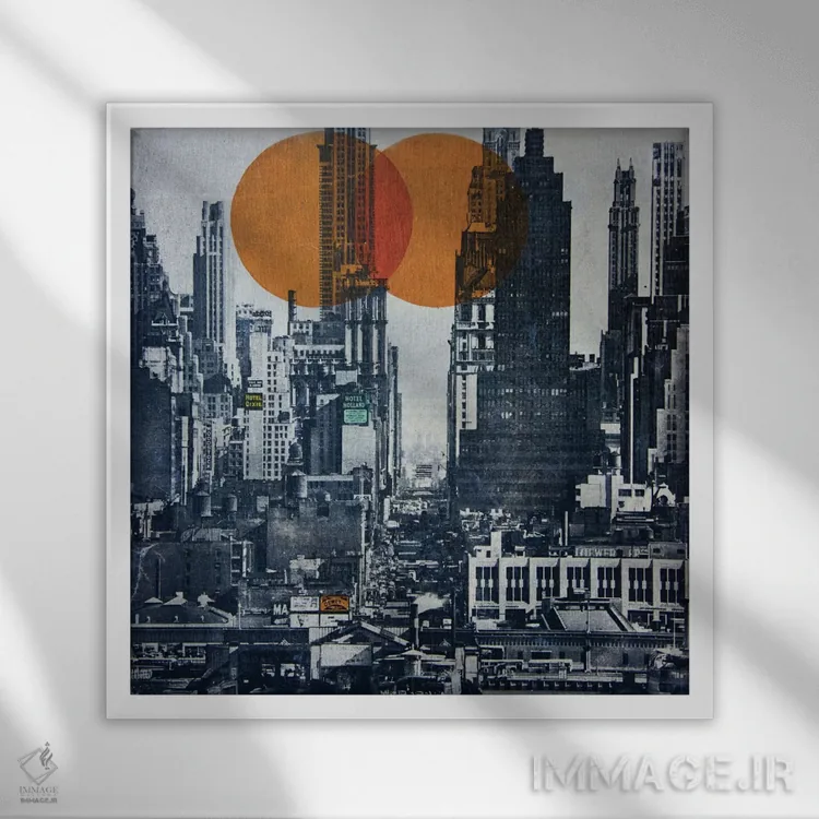 تابلو خط افق نیویورک ۱۹۴۸ اثر دیبی واترمن - نمای قابدار سفید