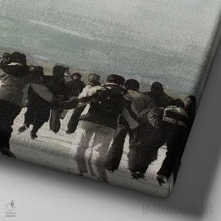 تابلو منتظر چه هستیم؟ اثر دیبی واترمن - نمای نزدیک بافت بوم