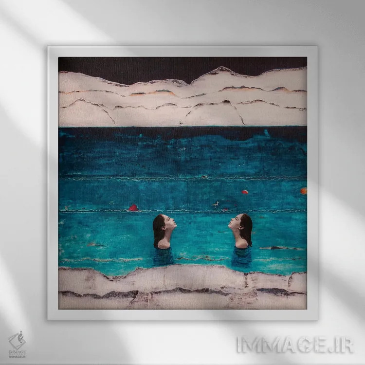 تابلو آبهای بالا آمده اثر دیبی واترمن - نمای قابدار سفید