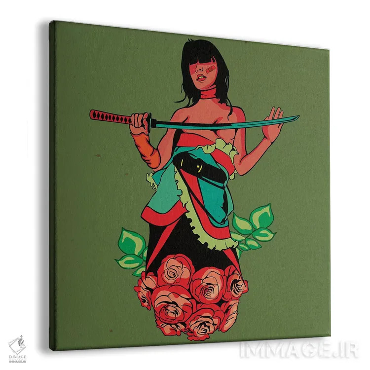 تابلو دختر نینجای رز اثر دای کریس آرت (هنرمند) - نمای پرسپکتیو محصول
