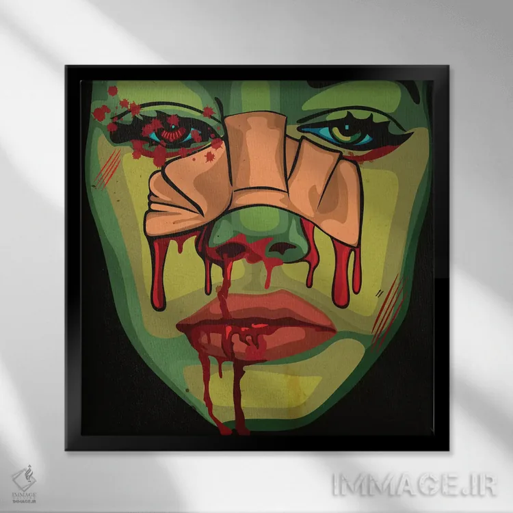 تابلو دختر خونین اثر دای کریس آرت (هنرمند) - نمای قابدار مشکی