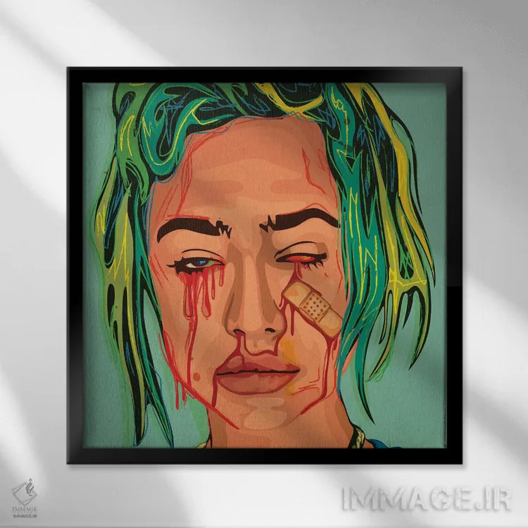 تابلو دختر خونین ۲ اثر دای کریس آرت (هنرمند) - نمای قابدار مشکی