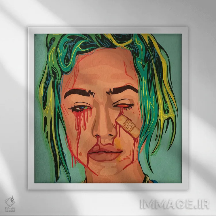 تابلو دختر خونین ۲ اثر دای کریس آرت (هنرمند) - نمای قابدار سفید