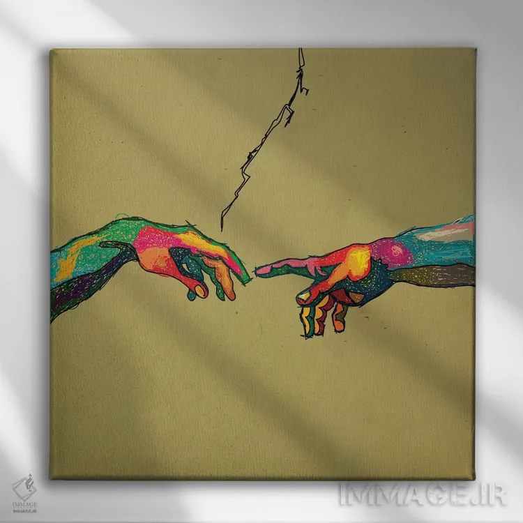 تابلو آفرینش اثر دای کریس آرت (هنرمند) - نمای روبهرو روی دیوار