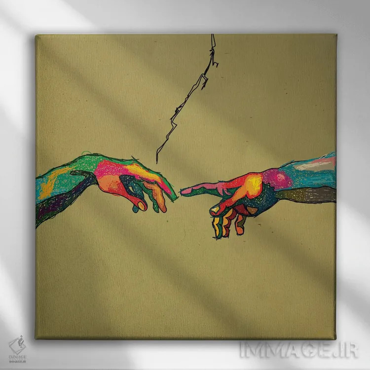 تابلو آفرینش اثر دای کریس آرت (هنرمند) - نمای روبهرو روی دیوار