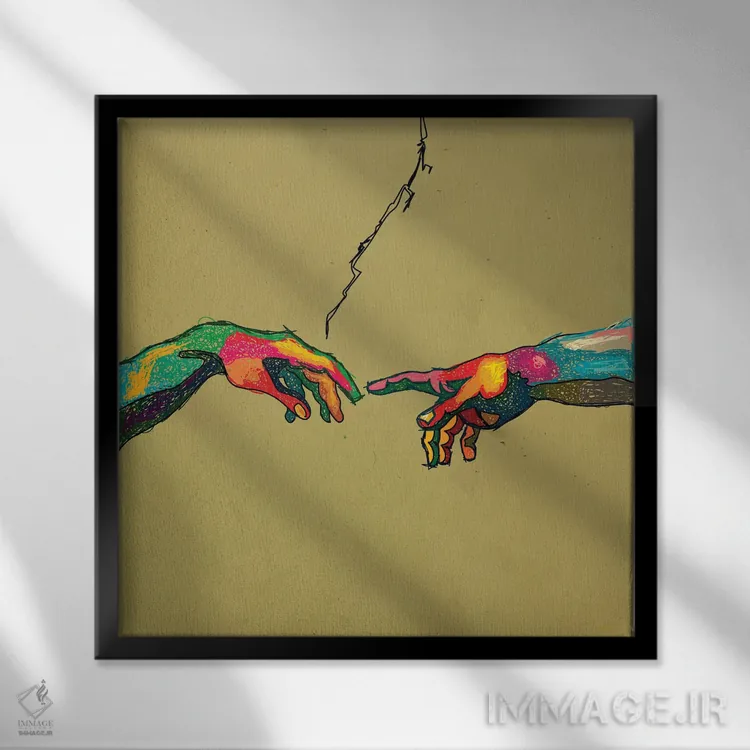 تابلو آفرینش اثر دای کریس آرت (هنرمند) - نمای قابدار مشکی