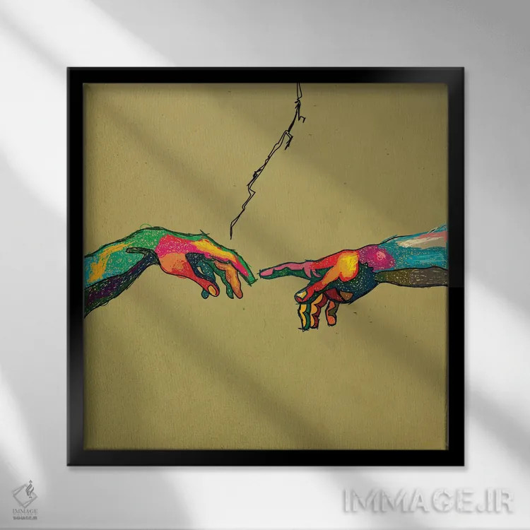 تابلو آفرینش اثر دای کریس آرت (هنرمند) - نمای قابدار مشکی