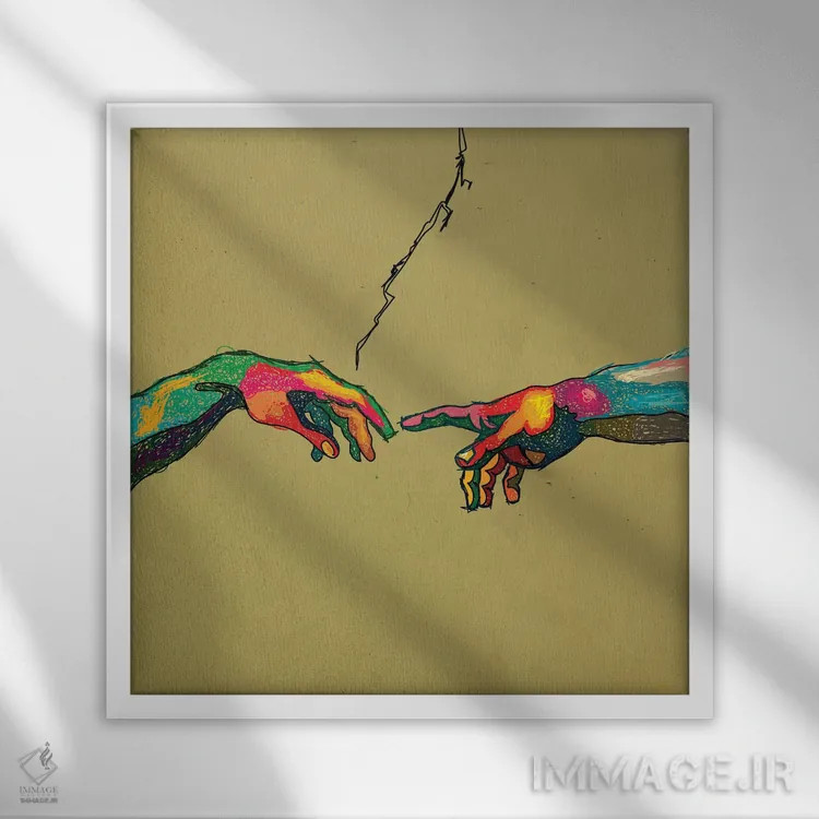 تابلو آفرینش اثر دای کریس آرت (هنرمند) - نمای قابدار سفید