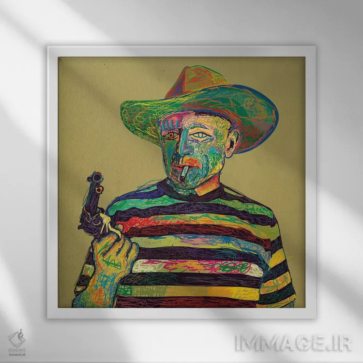 تابلو پابلو اثر دای کریس آرت (هنرمند) - نمای قابدار سفید