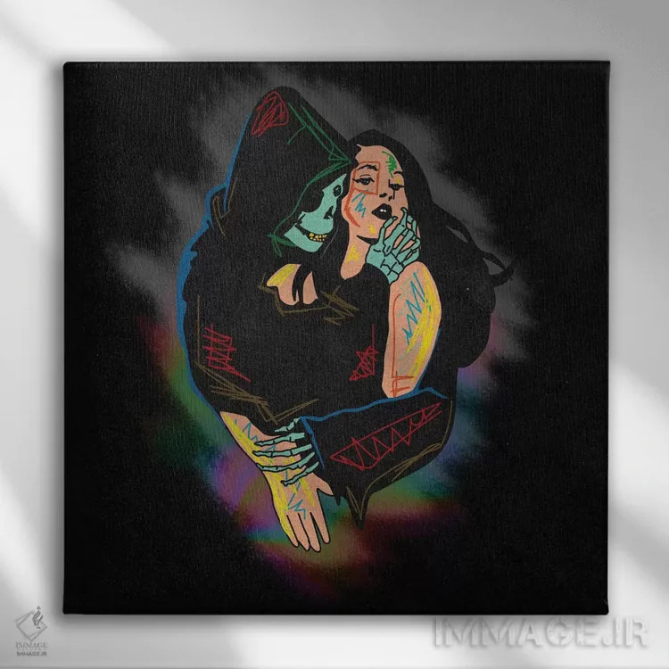 تابلو فرشتهٔ مرگ (Grim Reaper) اثر دای کریس آرت (هنرمند) - نمای روبهرو روی دیوار