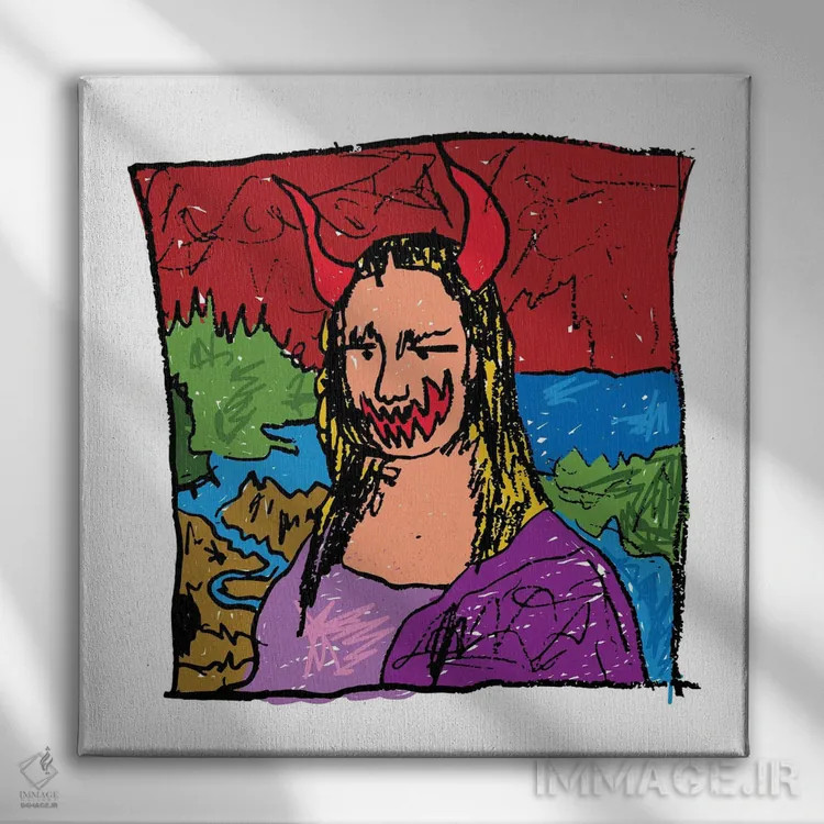 تابلو شبح مونالیزا اثر دای کریس آرت (هنرمند) - نمای روبهرو روی دیوار