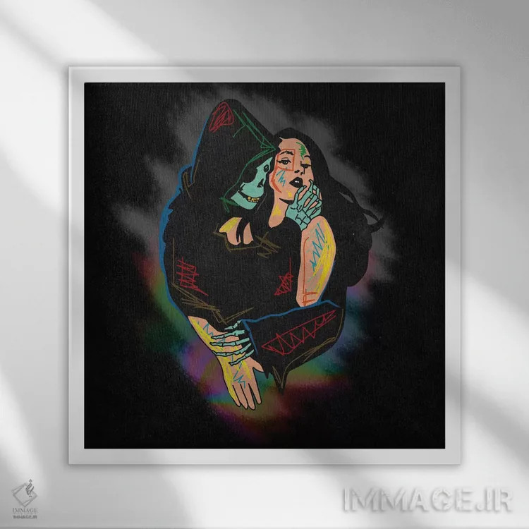 تابلو فرشتهٔ مرگ (Grim Reaper) اثر دای کریس آرت (هنرمند) - نمای قابدار سفید