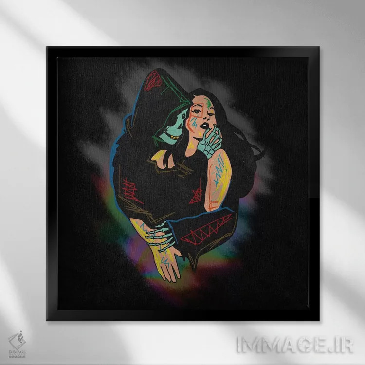 تابلو فرشتهٔ مرگ (Grim Reaper) اثر دای کریس آرت (هنرمند) - نمای قابدار مشکی