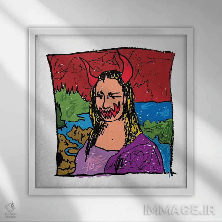 تابلو شبح مونالیزا اثر دای کریس آرت (هنرمند) - نمای قابدار سفید