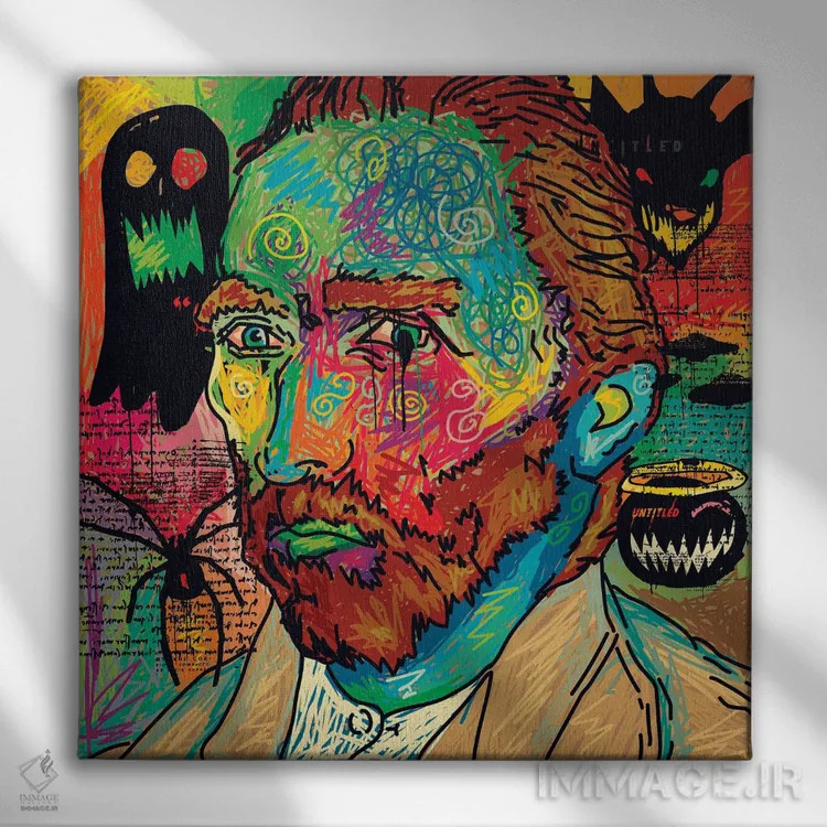 تابلو نسخه ترسناک ون گوگ اثر دای کریس آرت (هنرمند) - نمای روبهرو روی دیوار