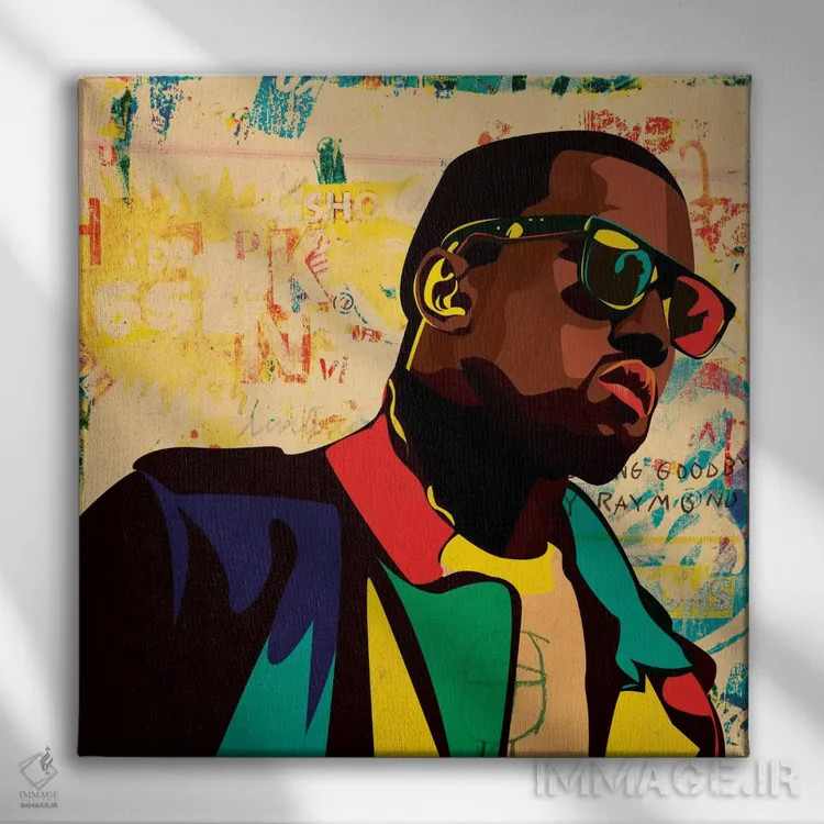 تابلو کانیه (نام هنرمند) اثر دای کریس آرت (هنرمند) - نمای روبهرو روی دیوار