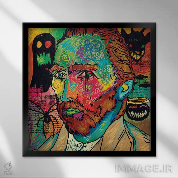 تابلو نسخه ترسناک ون گوگ اثر دای کریس آرت (هنرمند) - نمای قابدار مشکی