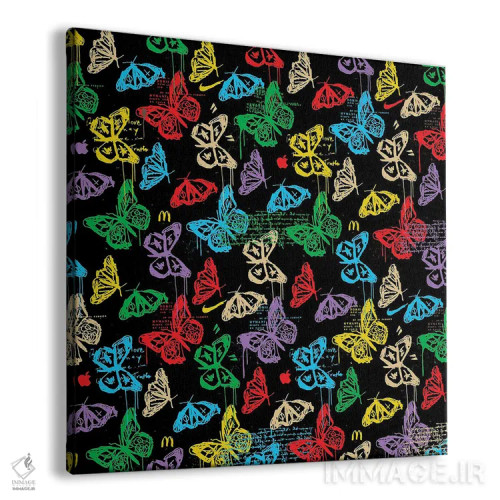 تابلو طرح آیکون پروانه (سیاه رنگارنگ) اثر دای کریس آرت (هنرمند) - نمای پرسپکتیو محصول