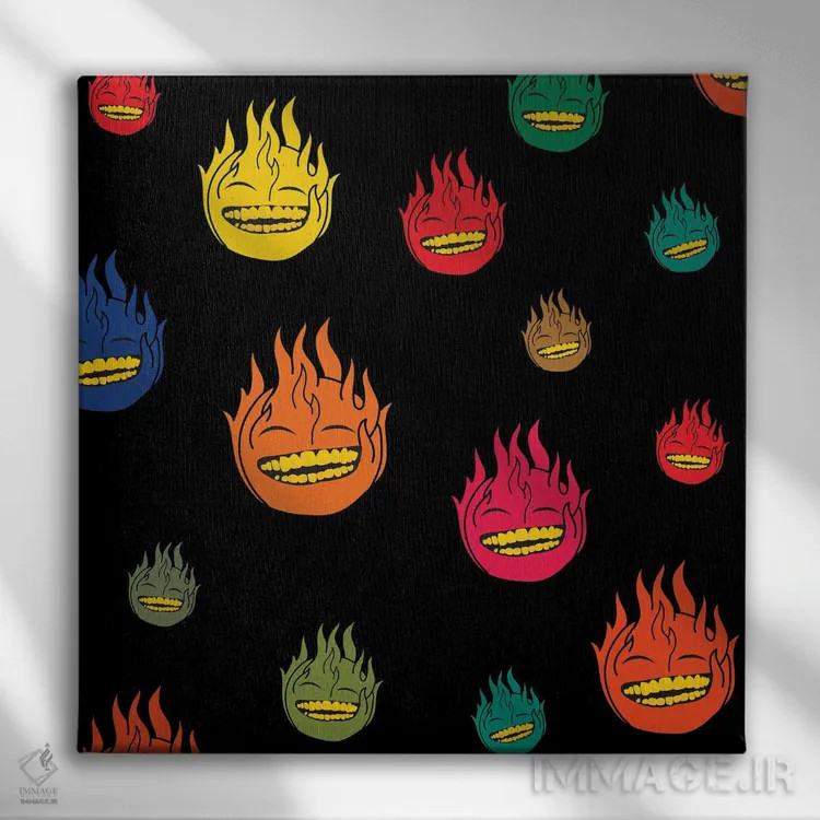 تابلو مالوجیهای رنگارنگ اثر دای کریس آرت (هنرمند) - نمای روبهرو روی دیوار