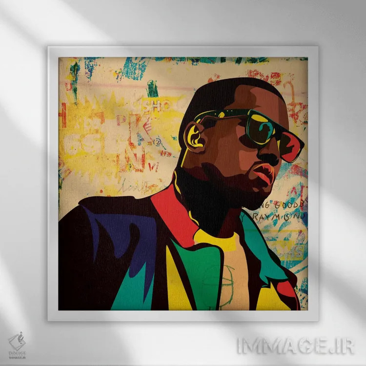 تابلو کانیه (نام هنرمند) اثر دای کریس آرت (هنرمند) - نمای قابدار سفید