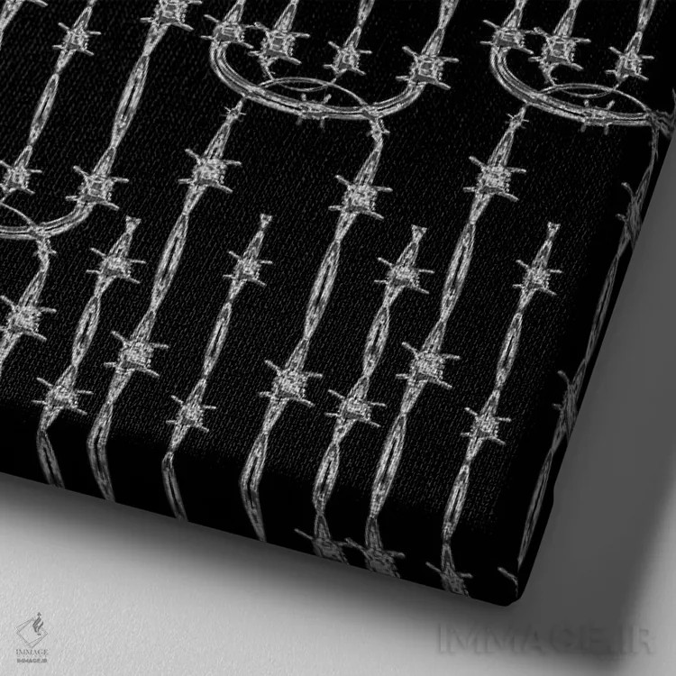 تابلو طرح گیره کاغذی سیم خاردار اثر دای کریس آرت (هنرمند) - نمای نزدیک بافت بوم