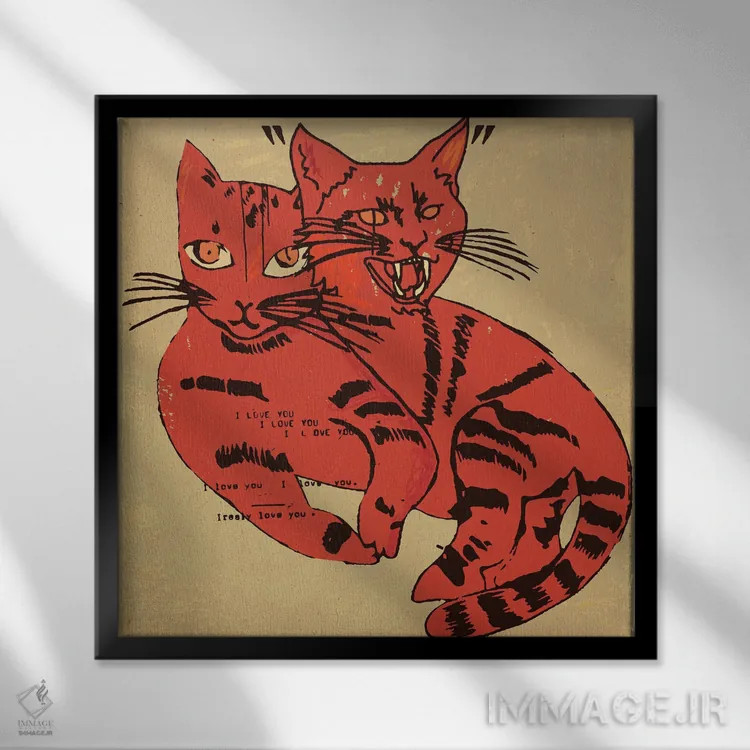 تابلو دو حال دو گربه اثر دای کریس آرت (هنرمند) - نمای قابدار مشکی