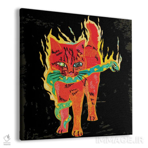 تابلو گربه و مار (به سبک خطخطی) اثر دای کریس آرت (هنرمند) - نمای پرسپکتیو محصول