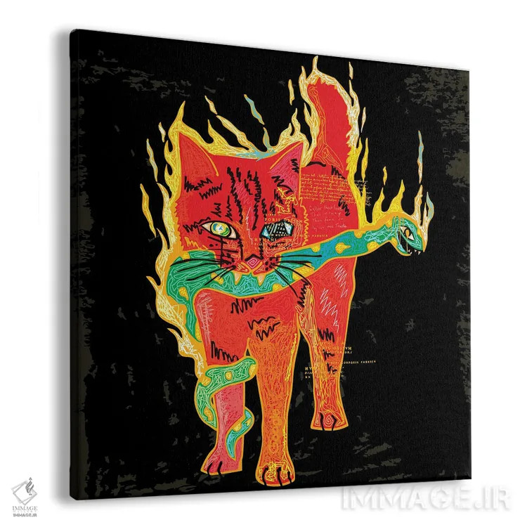 تابلو گربه و مار (به سبک خطخطی) اثر دای کریس آرت (هنرمند) - نمای پرسپکتیو محصول