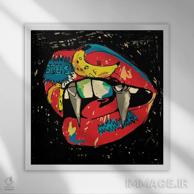 تابلو فَنگز طراح ۲۰۲۰ اثر دای کریس آرت (هنرمند) - نمای قابدار سفید