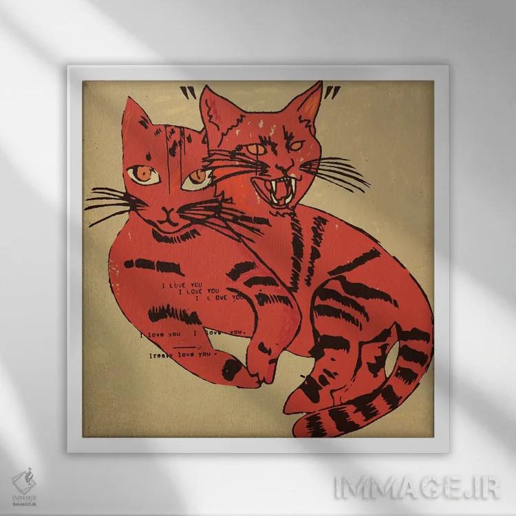 تابلو دو حال دو گربه اثر دای کریس آرت (هنرمند) - نمای قابدار سفید