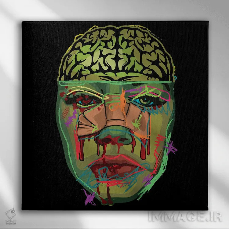 تابلو دختر طراح خونی اثر دای کریس آرت (هنرمند) - نمای روبهرو روی دیوار