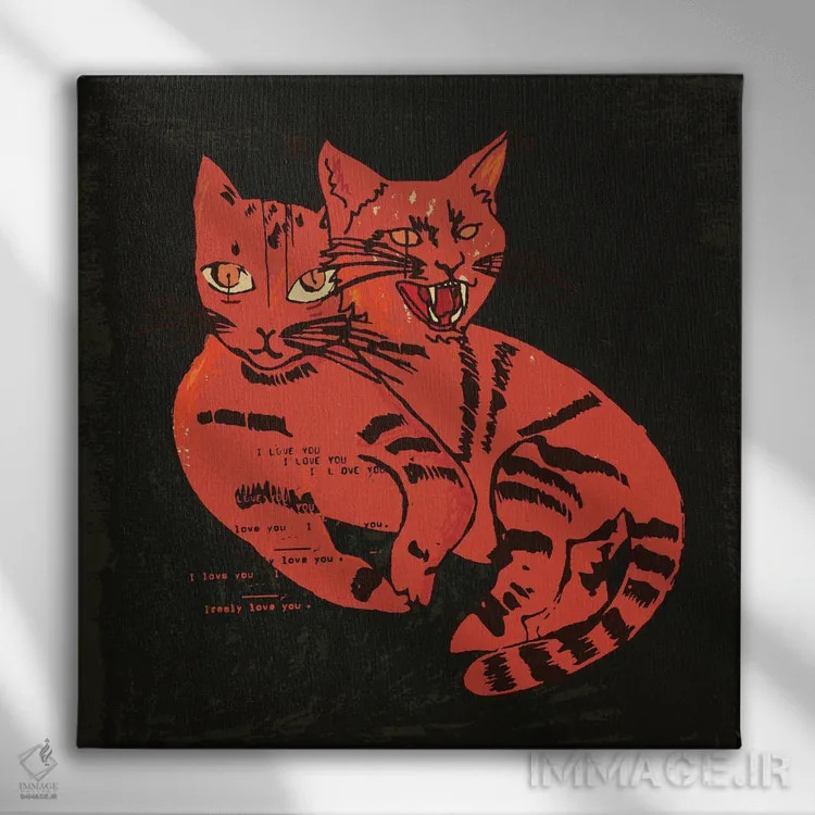 تابلو یک گربه دو حال و هوا اثر دای کریس آرت (هنرمند) - نمای روبهرو روی دیوار
