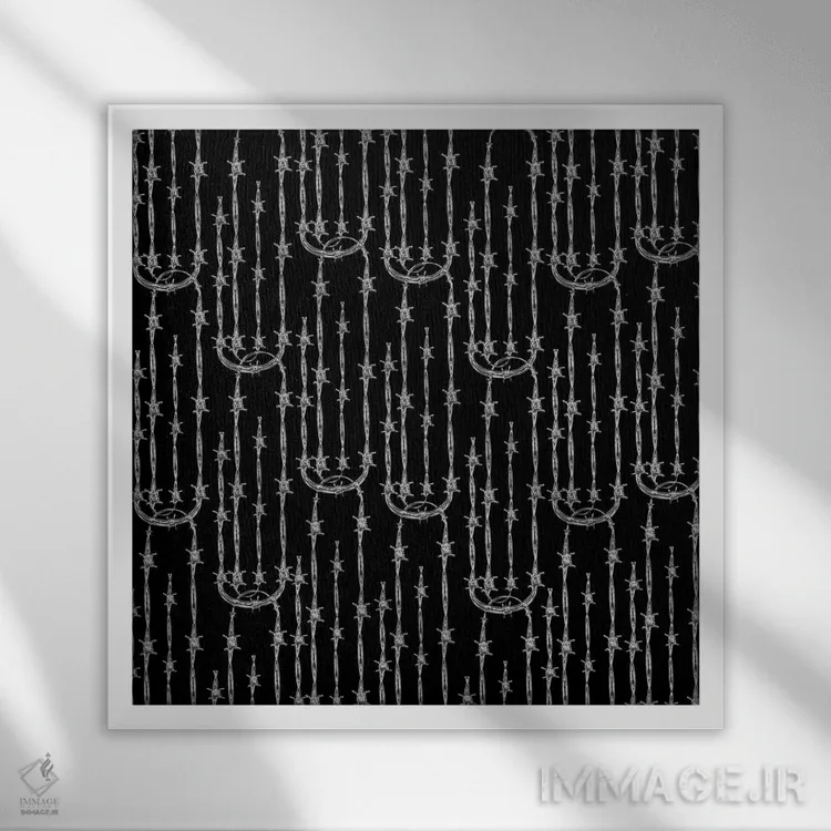 تابلو طرح گیره کاغذی سیم خاردار اثر دای کریس آرت (هنرمند) - نمای قابدار سفید