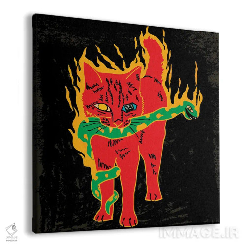 تابلو گربه و مار (شعلههای زرد) اثر دای کریس آرت (هنرمند) - نمای پرسپکتیو محصول