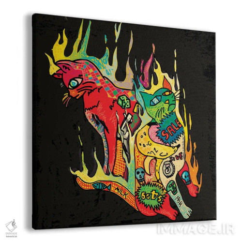 تابلو دو گربه فروشگاهی اثر دای کریس آرت (هنرمند) - نمای پرسپکتیو محصول