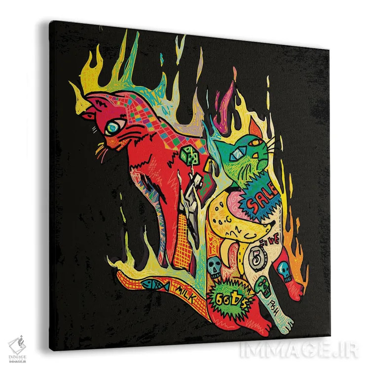 تابلو دو گربه فروشگاهی اثر دای کریس آرت (هنرمند) - نمای پرسپکتیو محصول